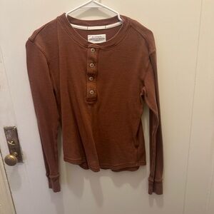 REI Rust Long Sleeve Henley Top